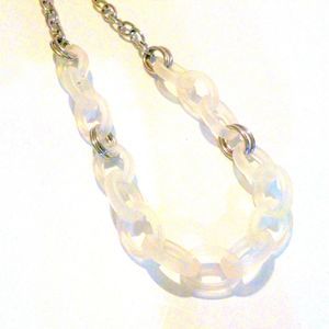 Signed SBJ Chunky Silver Tone and Frosted Link Chain Statement Necklace *